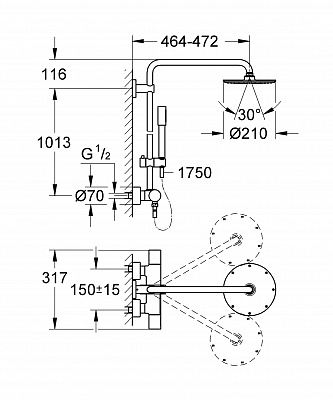 Душевая система GROHE RAINSHOWER 27032001 с термостатом