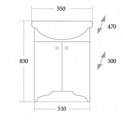 Тумба без раковины Onika Омега 55 см 105531