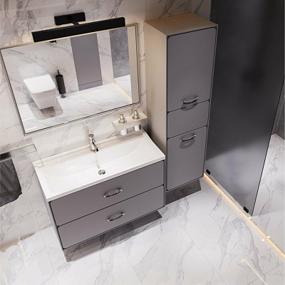 Подвесная серая матовая MIRSANT Viva 80 тумба УТ000084561 (под раковину Conte 80) (рак. 264502 в комплект не входит)