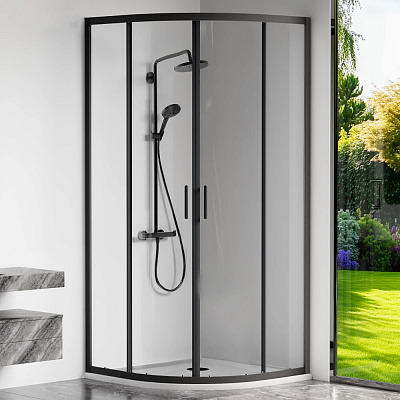 Душевой уголок GoodDoor Cube R-80-C-B 80х80 черный КУ00016