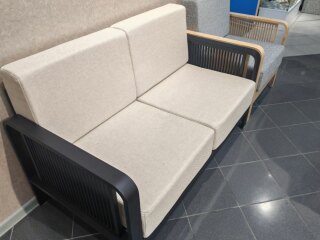 Диван на каркасе из бамбука с подушками Black Bamboo+White Fabrik 1340 FN-060D-1