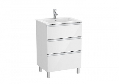 Тумба с раковиной Roca The Gap 60 белый глянец 3 ящика A857404806