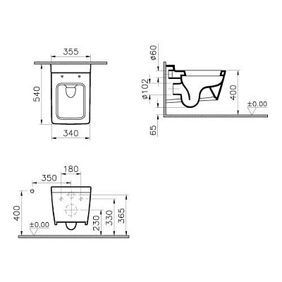 Унитаз подвесной Vitra T4 (без сиденья) 4464B003-0075