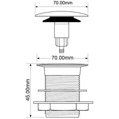 Слив кнопка CBW70-CB 1 1/4 70 мм хром