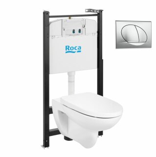 Комплект инсталляция с подвесным унитазом Roca Debba Round чаша Rimless + сиденье + панель слива ZRU9307735