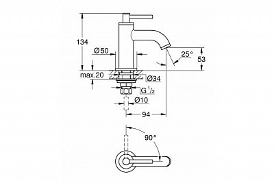 Вертикальный вентиль для раковины Grohe Ario New 20021003