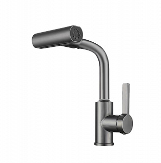 Смеситель для кухни с поворотной лейкой RUSH Tinos TI3732-17Grey