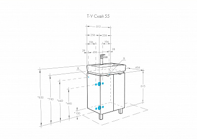 Тумба с раковиной Скай 55 AQUATON PRO,1A238101SY010