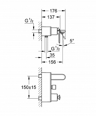 Смеситель для ванны GROHE VERIS 32195000