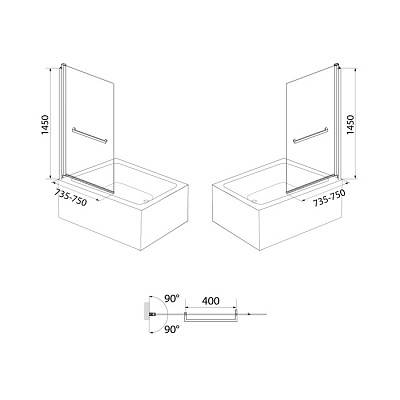 Шторка на ванну Iddis Slide SLI5CS7i90 750х1450