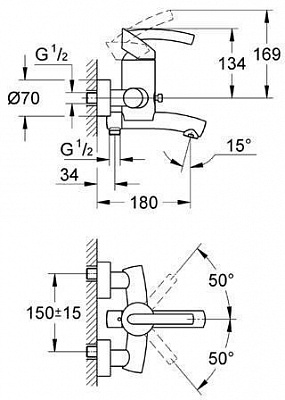 Смеситель для ванны GROHE TENSO 33349000