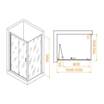 Душевой уголок RGW PA-142 (PA-21+Z-050-5) 800x700