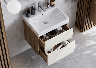 Тумба под раковину Aquaton Оливия 55 бежевый, дуб велл 1A254201OLVG0