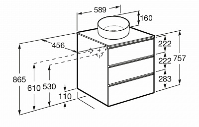 Тумба под раковину Roca The Gap 60 городской дуб 2 ящика A857397402