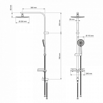 Душевой гарнитур с верхней лейкой Iddis Elansa shower ELASB3FI76
