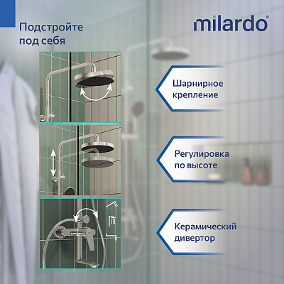 Душевая система с тропическим душем Milardo Leap LEASB5FM06 хром