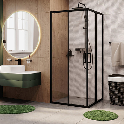 Dill 61S03   WasserSchutz Душевой уголок 900*900*2000 квадрат, черн.профиль, стекло 6 мм