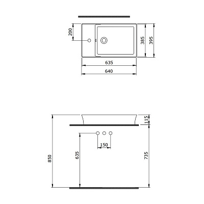 Раковина Berges Ego SL накладная 60x38 см отверстие под смеситель сбоку 182013