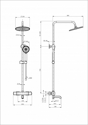 Душевая система с термостатом Wonzon & Woghand STAY 4, Черный матовый WW-A3007-T1-MB