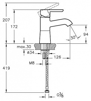 Смеситель для умывальника Vitra Matrix A41753EXP