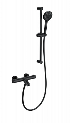 Смеситель для ванны с душевым гарнитуром и термостатом Wonzon & Woghand, Черный матовый WW-C2002-A-MB