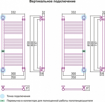 Полотенцесушитель водяной Сунержа Богема прямая 800х300 Золотой металлик