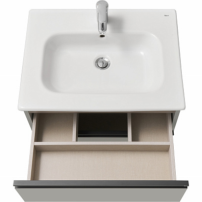 Тумба с раковиной Roca Domi 60 2 ящика серый матовый ZRU9307873