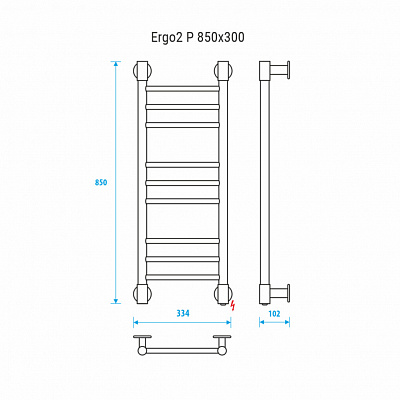 Полотенцесушитель электрический Energy Ergo2 P 850x300  EETRERGO2P853000000