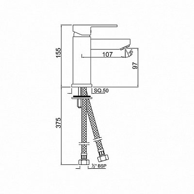 Смеситель для раковины Jaquar KUBIX KUB-CHR-35023FB