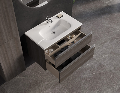 Тумба под раковину Roca The Gap 80 городской дуб 2 ящика A857399402