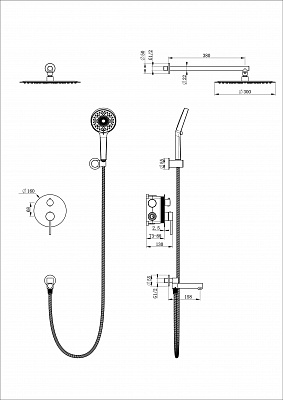 Душевая система встраиваемая Wonzon & Woghand STICK, Темный графит WW-88939017-BGM