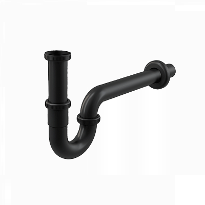 Сифон AlcaPlast A4320BLACK для умывальника DN32, U-форма с накидной 5/4", черный-мат