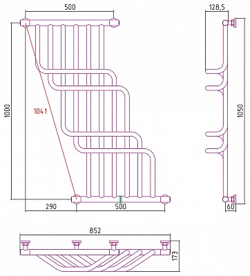 Полотенцесушитель водяной Сунержа Нега 1000х850
