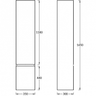 Пенал подвесной правый 165 Kerama Marazzi CUBO CUB.165Lh/WHT.M белый матовый