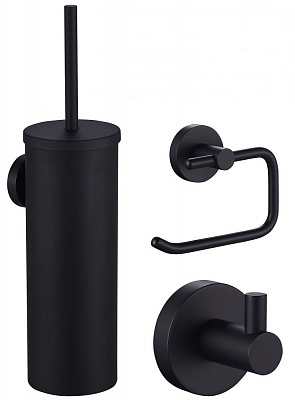 Набор аксессуаров из 3 предметов крючок, держатель для бумаги, ершик Wonzon & Woghand, черный ww-8100-bl