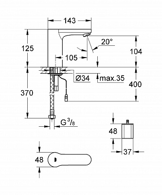 Смеситель для умывальника GROHE EUROSMART COSMO E 36330000