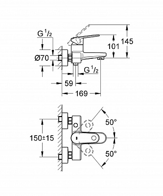 Смеситель для ванны к.н. GROHE EUROPLUS II 33553002