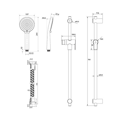 Душевая штанга с ручной лейкой, белая матовая, Iddis Optima Home, OPH3F70i16