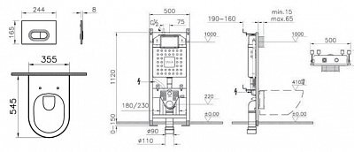 Комплект инсталляции с унитазом VitrA Integra Round L-box толстая крышка 9004B003-7202