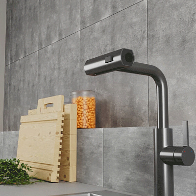 Смеситель для кухни с выдвижной лейкой RUSH Tinos (TI3732-18Grey)