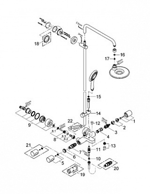 Душевая система GROHE EUPHORIA 27643000 кронштейн 450мм ICON