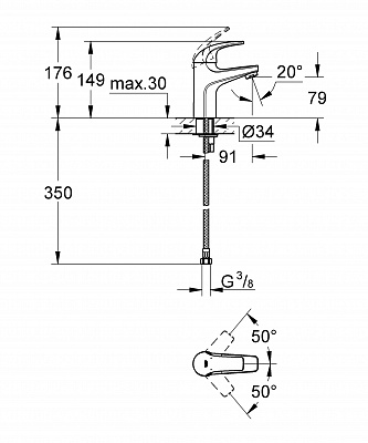 Смеситель для умывальника GROHE BAU CURVE 23165000