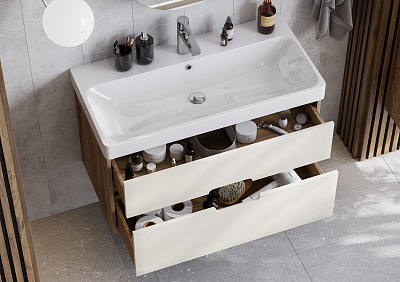 Тумба под раковину Aquaton Оливия 90 бежевый, дуб велл 1A254401OLVG0