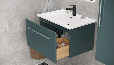 Тумба под раковину Posse 750-0-1 навесная верде Velvex tp POS OSK 751Y верде, дуб золотой (под раковину 234336)