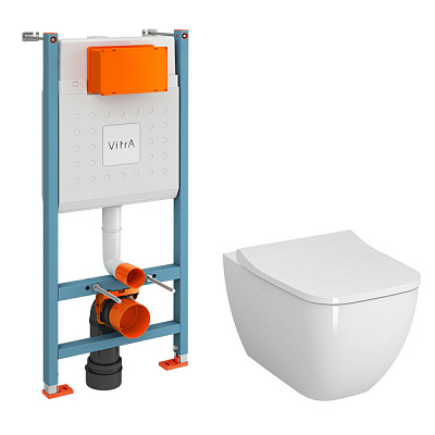 Инсталляция с унитазом VitrA Shift 9855B003-7207 комплект 3 в 1 с сиденьем микролифт безободковый Rim-ex
