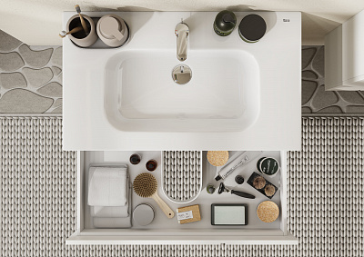 Тумба с раковиной Roca Luna 80 2 ящика ZRU9307765, белый