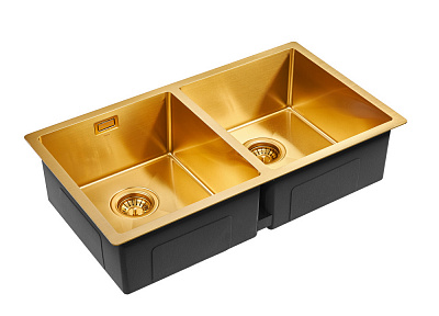 Мойка двойная для кухни нержавеющая Paulmark Dopplet PM507844-BG (цвет золото)