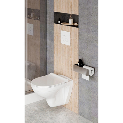 Подвесной унитаз безободковый с инсталляций Сантек Бореаль rimless (с тонким сиденьем, панель белая 1WH501832