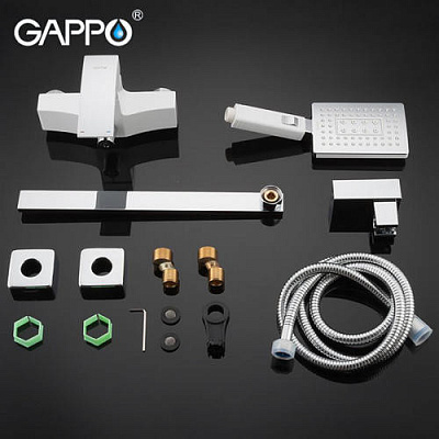 Смеситель для ванны Gappo G2207-7, белый/хром