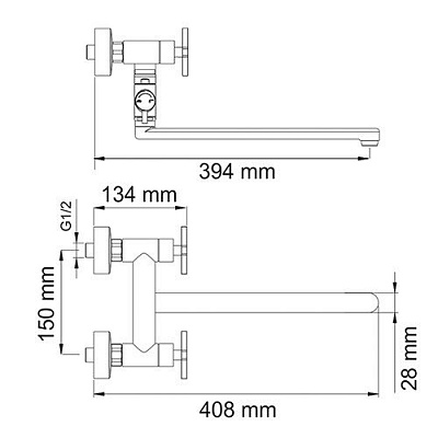 Смеситель для ванны с длинным изливом WasserKRAFT Weser 7802L